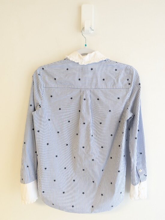 Kate Spade Broome Street Trinkle Star Stripe Button Down blouse Size XS - Picture 3 of 14